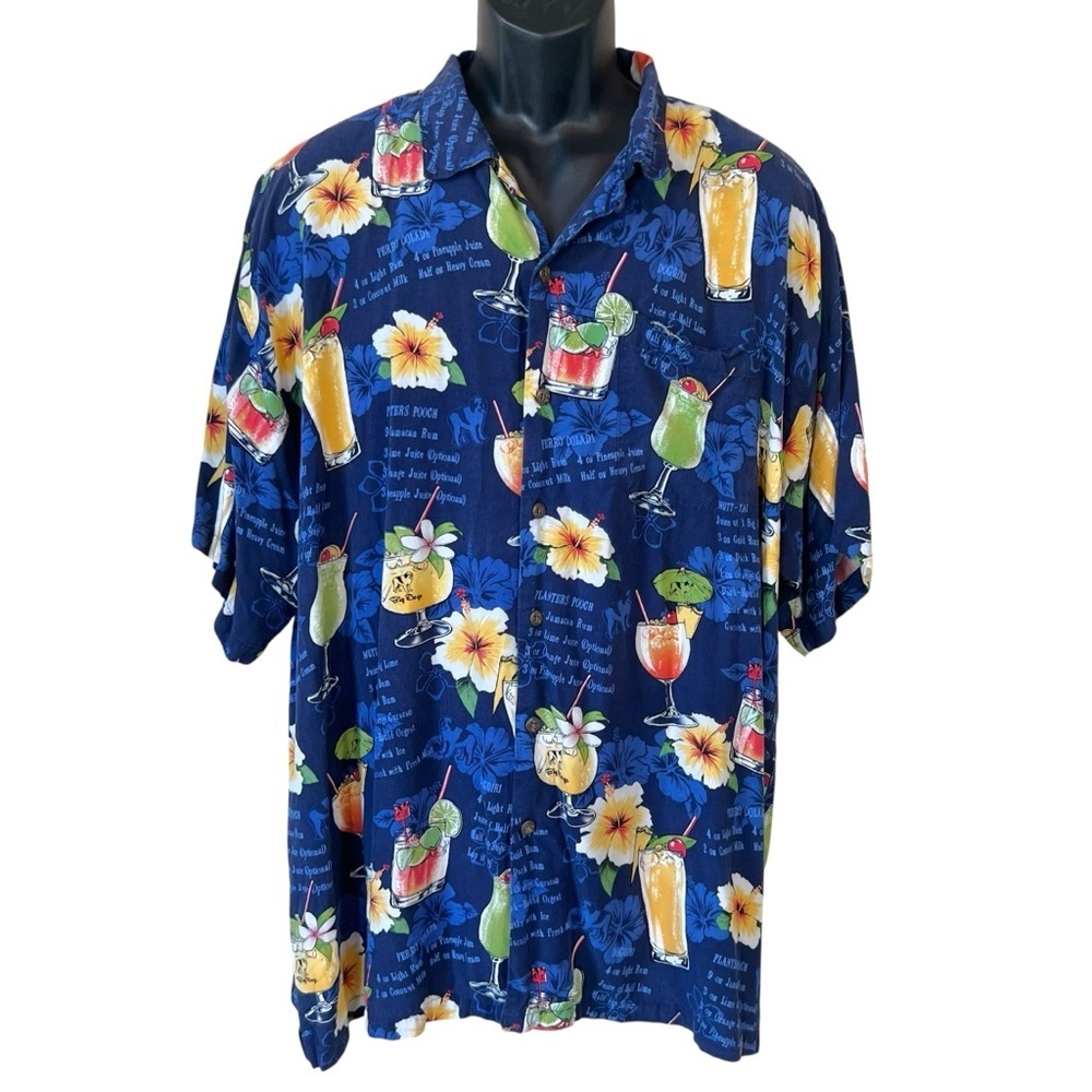 Big Dogs Tropical Drinks and Recipes Hawaiian Button Down Shirt